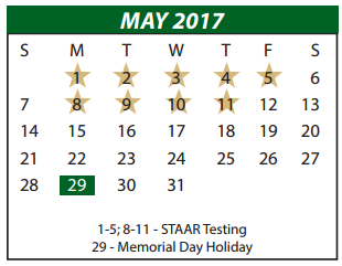 District School Academic Calendar for Frank D Moates El for May 2017