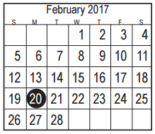 District School Academic Calendar for Deepwater Elementary for February 2017