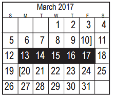 District School Academic Calendar for Early Childhood Center for March 2017