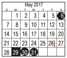 District School Academic Calendar for Deepwater Elementary for May 2017