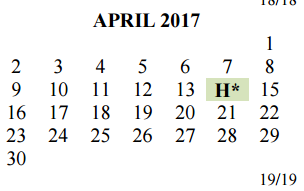 District School Academic Calendar for Del Valle Opportunity Ctr for April 2017