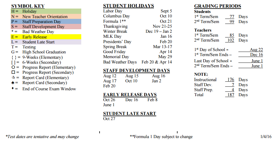 District School Academic Calendar Key for Hornsby Dunlap Elementary School