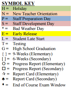 District School Academic Calendar Legend for Creedmoor Elementary School