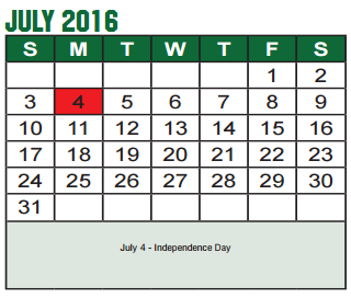 District School Academic Calendar for Calhoun Middle for July 2016
