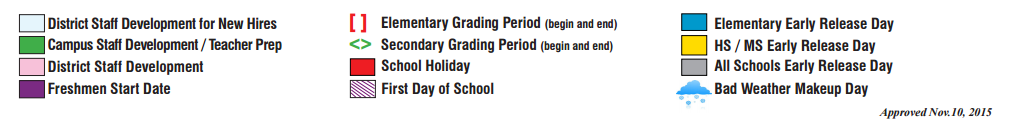 District School Academic Calendar Key for Paloma Creek Elementary