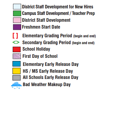 District School Academic Calendar Legend for Houston Elementary