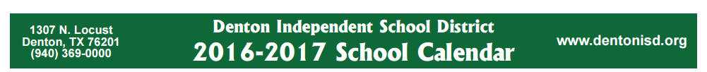 District School Academic Calendar for Denton H S