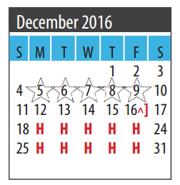 District School Academic Calendar for Dickinson High School for December 2016