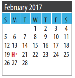 District School Academic Calendar for Bay Colony Elementary School for February 2017