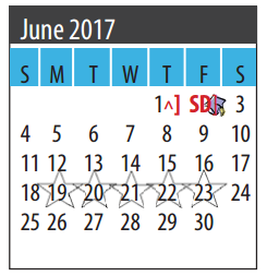 District School Academic Calendar for Hughes Road Elementary for June 2017