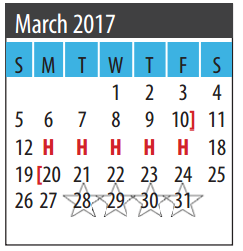 District School Academic Calendar for Bay Colony Elementary School for March 2017