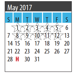 District School Academic Calendar for Hughes Road Elementary for May 2017