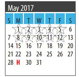 District School Academic Calendar for Galveston Co J J A E P for May 2017