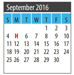 District School Academic Calendar for Galveston Co Detention Ctr for September 2016