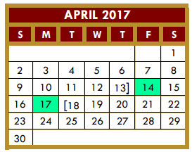 District School Academic Calendar for Solis Middle School for April 2017