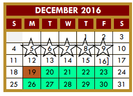 District School Academic Calendar for Daniel Singleterry Sr for December 2016