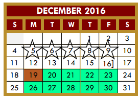 District School Academic Calendar for Caceres Elementary for December 2016