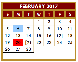 District School Academic Calendar for Daniel Singleterry Sr for February 2017