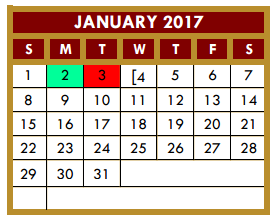 District School Academic Calendar for Le Noir Elementary for January 2017