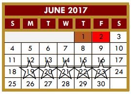 District School Academic Calendar for Daniel Singleterry Sr for June 2017