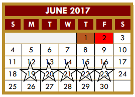 District School Academic Calendar for Ochoa Elementary for June 2017