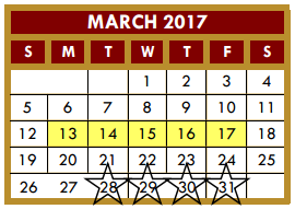 District School Academic Calendar for Donna Alternative Education Progra for March 2017