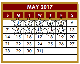 District School Academic Calendar for Solis Middle School for May 2017