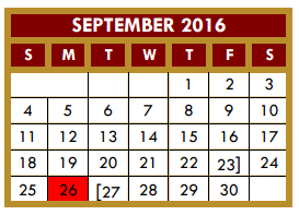 District School Academic Calendar for Stainke Elementary for September 2016