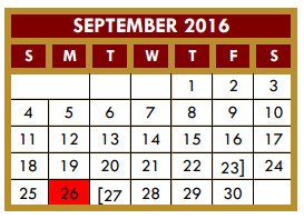 District School Academic Calendar for Hidalgo Co J J A E P for September 2016