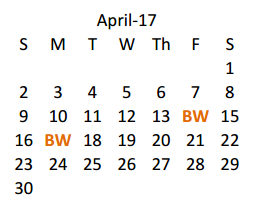 District School Academic Calendar for Bilhartz Jr Elementary for April 2017