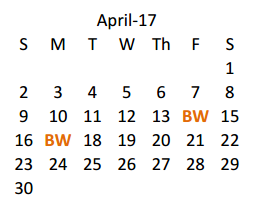 District School Academic Calendar for Reed Middle School for April 2017