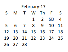 District School Academic Calendar for Alexander Elementary for February 2017