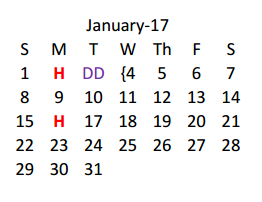 District School Academic Calendar for Alexander Elementary for January 2017