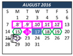 District School Academic Calendar for Elkins Elementary for August 2016