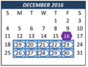 District School Academic Calendar for Highland Middle for December 2016