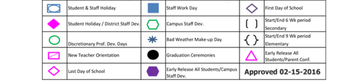 District School Academic Calendar Key for Creekview Middle School