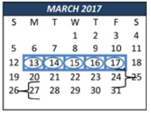 District School Academic Calendar for Weldon Hafley Development Center for March 2017