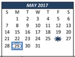 District School Academic Calendar for Alter Discipline Campus for May 2017