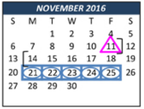 District School Academic Calendar for Remington Point Elementary for November 2016