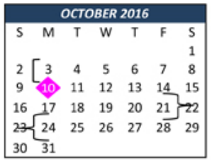 District School Academic Calendar for Greenfield Elementary for October 2016