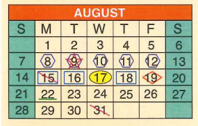 District School Academic Calendar for Kennedy Elementary for August 2016