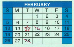 District School Academic Calendar for E P H S - C C Winn Campus for February 2017