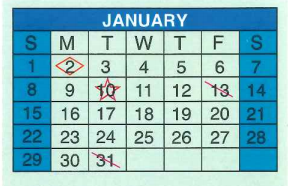 District School Academic Calendar for Maude Mae Kirchner Elementary for January 2017