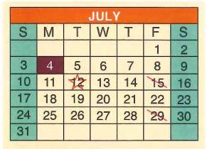 District School Academic Calendar for Daep for July 2016