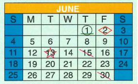 District School Academic Calendar for Nellie Mae Glass Elementary for June 2017