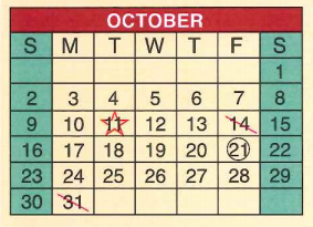 District School Academic Calendar for E P H S - C C Winn Campus for October 2016