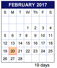 District School Academic Calendar for West Ridge Middle for February 2017