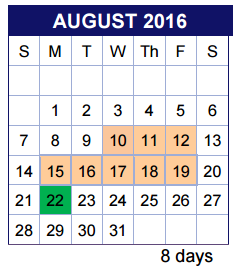 District School Academic Calendar for Travis Co J J A E P for July 2016