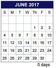 District School Academic Calendar for Valley View Elementary for June 2017