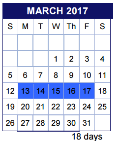District School Academic Calendar for Hill Country Middle for March 2017